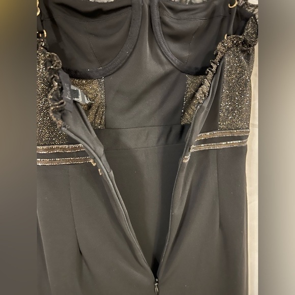 H:ours el dorado mini dress XS corset black metallic romantic whimsy goth​​​​​​ - Picture 7 of 16